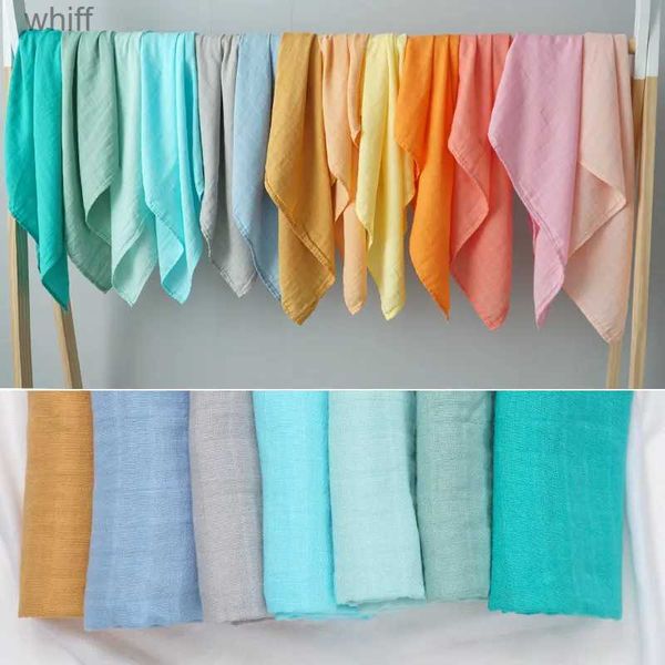 Bibs Burp Cloths Mousseline 70mboo 30% coton couverture de bébé lit de bébé doux emmaillotage nouveau-né couleur Pure bavoirs d'alimentation Bandana rot tissu serviette écharpe L231108