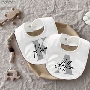 Bavoirs Bavoirs personnalisés Bavoirs pour bébé Bavoirs personnalisés initiales avec nom Garçons Coton Serviette de salive pour bébé Lettre Imprimer Bavoir Baptême Baby Shower GiftsL231125