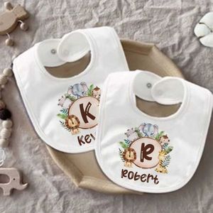 Bibs Burp Cloths personnalisés Baby Bibs initialement jumelés avec des garçons et des filles Coton NOUVELLES CORPRES SALIVE ANIMAL ANIMAUX ANIMAUX CADEAUX DE DOUCHE ANNIVERSAIRE D240522