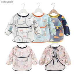 Qshare Bavoirs pour bébé Tablier imperméable à manches longues Blouse artistique pour enfants Articles pour bébé Protection de la poitrine Bavoirs d'alimentation Infant Burp ClothsL231125