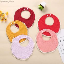 Bibs Burp Tissu de coton solide Gause Baby Bibs Migne Tassel Nouveau-Born Burp Vêtements Bandana Scarpe pour garçons Girl Salive Nournurez Bebe Baberos Y240415Y2404171W29