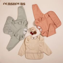 Bavoirs Burp Chiffons Bavoirs imperméables pour bébé Angel Wings Baby Stuff Kids Long Sleeve Art Smock Antidirty Dinning Tablier with Pocket for born 230413