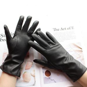 Bickmods nouveaux gants en cuir pour femmes automne et hiver doublure en velours chaud Style droit gants en peau de mouton noir