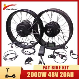 Bicycle 2000w Kit de conversion de vélo électrique à double moteur avec 48V 20Ah Batterie au lithium 20 26 pouces avant de moyeu sans balais de moyeu de moyeu de moyeu