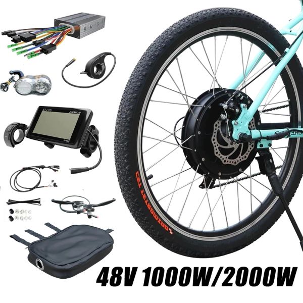 Bicycle 2000w Kit de conversion de vélo électrique 1500W Drive de moteur de moyeu arrière sans balais sans balais