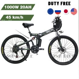 Bicicleta de 26 "bicicleta eléctrica de 1000 W plegable bicicleta de montaña eléctrica con 48V 20AH 20AH batería de litio 21 velocidad ebike adultos