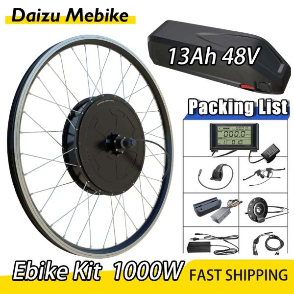 Bicicleta 48V 13A Batería Ebike Kit 48V 1500W LCD Motor de cubo sin escobillas Motor Ebike 26 pulgadas 700C MTB Kit de rueda de motor Ebike Ciclismo MTB