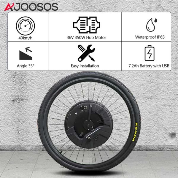 Bicycle Kit de conversion Ajoosos Imotor 3.0 Ebike 36V 350W MOTEUR MOTEUR CONTRÔLE DE MOTEUR DE LA BATTERIE 7.2AH POUR LA BATÉE ÉLECTRIQUE US / EU STOCK