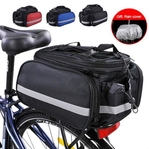 Sac à vélo MTB Rack de vélos Trunk Panier Cycling Voyage multifonctionnel de grande capacité avec couverture de pluie 240410