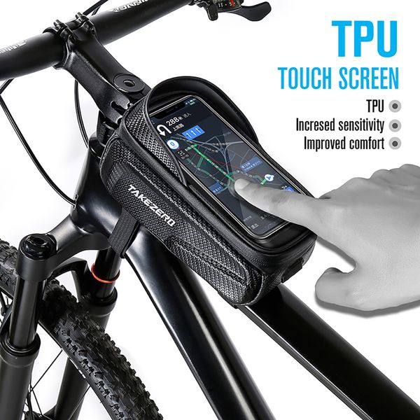 Bolsa de bicicleta Pantalla táctil impermeable Bolsa de ciclismo para bicicletas Top Tuber marco del tubo delantero MTB Bag Bag Bag Teléfono Accesorios para bicicletas