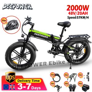 Bicycle Deepower H20pro Electric Bicycle 2000W 48V20AH Frein hydraulique portable Portable Adulte Electric Mountain Bike 4.0 Fat Tire Evike