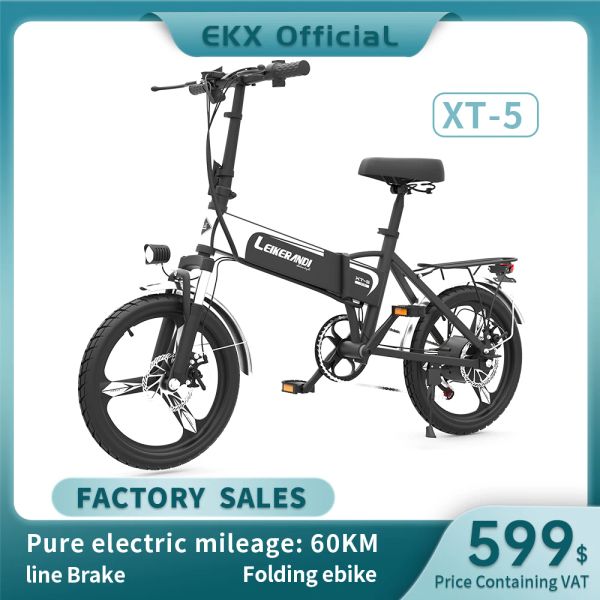 Bicicleta Ekx XT5 plegable mini adultos Bicicleta eléctrica 500W Motor sin escobillas Aleación de aluminio Ebikes Batería de litio Portable E Bike Limpiada