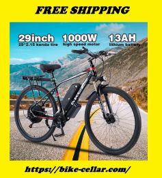 Fiets EU Stock Akez 29 inch Elektrische fiets MTB Bicycle 48V 1000W EBike Aluminium Aluminium Aluminium Ebike dubbele schijfrem voor volwassene