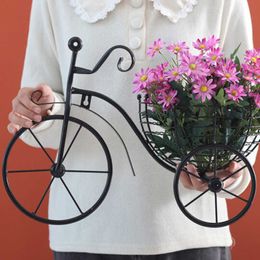 Bicycle Flower Basket Wall Art Wall Mount Hanging Flawer Rack Unique Art Ornaments Classic Retro Style For Home Decoration Y0910