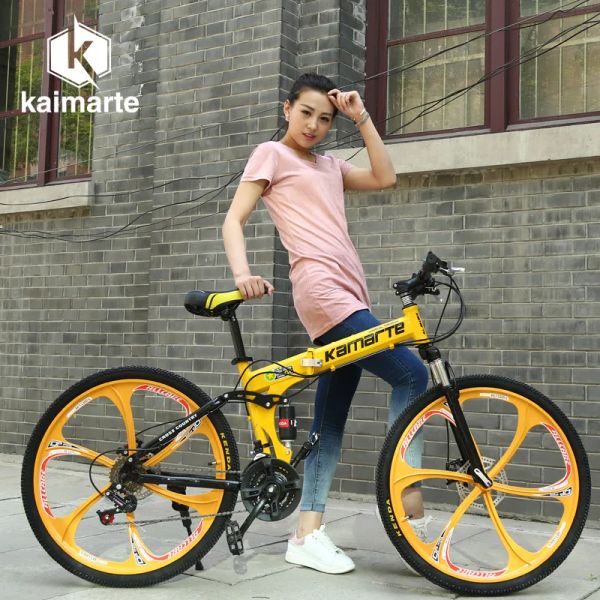 Vélo pliant vélo 24/26 pouces à double amortissement Disc frein variable vitesse Vélo en carbone en acier en acier