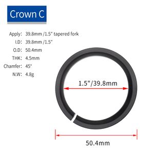 Crown de bicicleta Crown 45 grados Mtb Road Bike Auriculares Base Ring Spador de 28.6 mm 39.8 mm para 1.5 pulgadas 1 1/8 Auriculares 52 mm de 54 mm auriculares