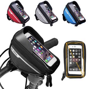 Cadre de vélo avant tube supérieur sac de vélo guidon sac de téléphone portable étanche écran tactile support de téléphone accessoires de cyclisme L230619