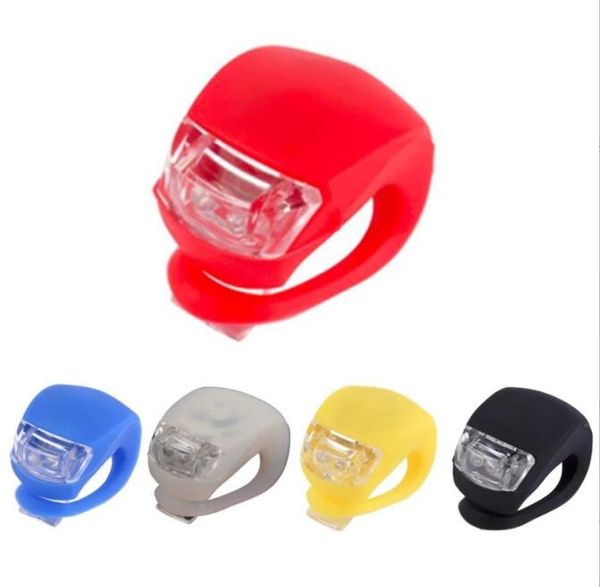 Luz delantera de bicicleta Cabeza LED de silicona Rueda delantera trasera Luces de bicicleta Ciclismo impermeable con batería Accesorios para bicicletas Lámpara de ciclismo al aire libre