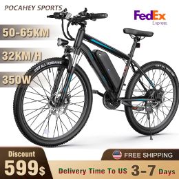 Bicycle K3 350W Adultes Bike électrique 36V 20,8AH Batterie 32 km / h Vitesse maximale 65 km Gamme 26 pouces Mountain Road Ebike 7 Speed Electric Bicycle