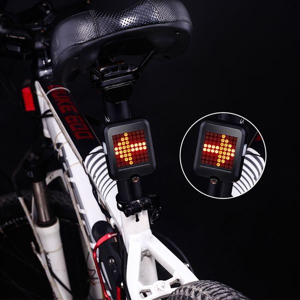 Luz de bicicleta Indicador de dirección automático Luz trasera 64 LED Carga USB MTB Bicicleta Señales de giro de inducción Luz de advertencia de seguridad