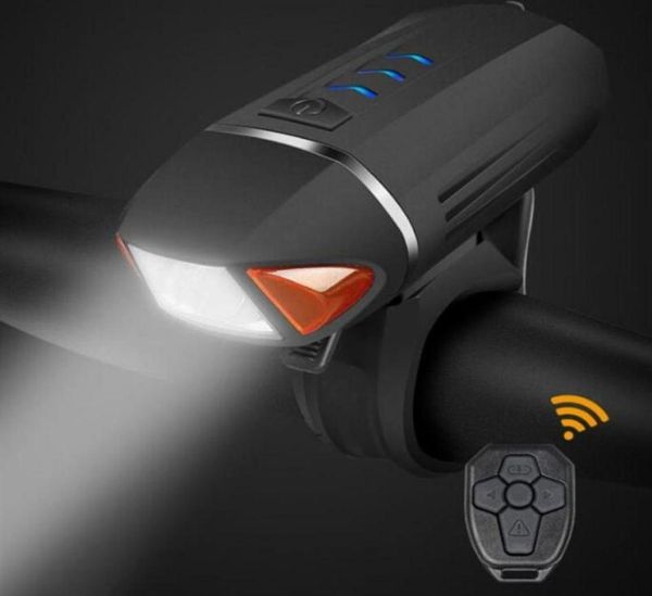 Luz de bicicleta bocina de señal de giro delantera negro USB recargable LED bicicleta Control remoto faro accesorios de ciclismo luces213t6929007