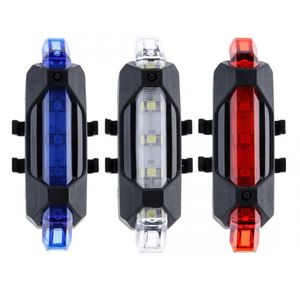 Luz LED para bicicleta, luz trasera, advertencia de seguridad, luz portátil para ciclismo, 5 LED, luz de bicicleta recargable con USB