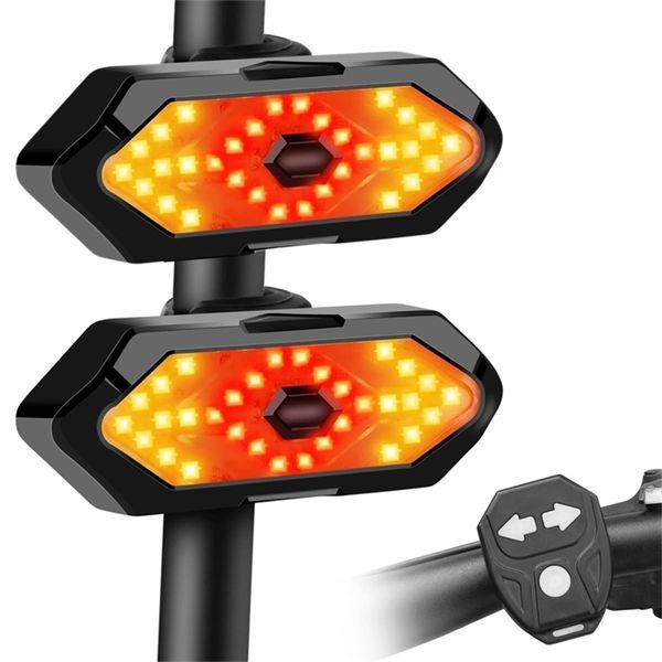 Luz trasera para bicicleta, señal de giro con Control remoto inalámbrico, luz trasera para bicicleta con intermitentes, luz trasera para bicicleta, bocina recargable por USB 220721