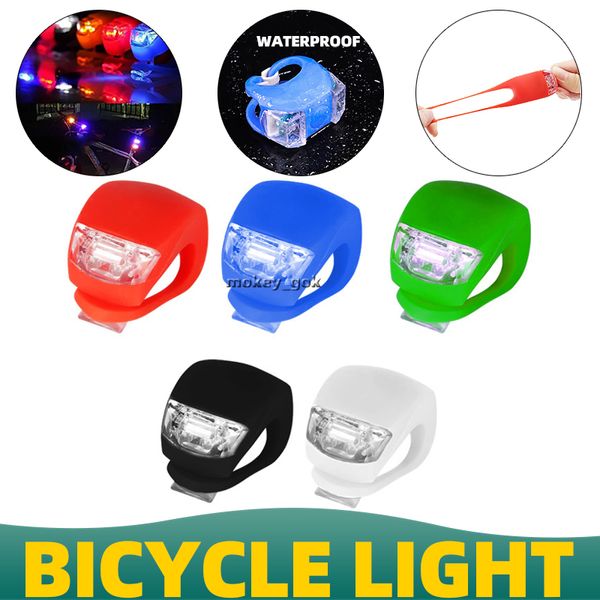 Juego de luces para bicicleta, luz delantera y trasera para bicicleta, luz LED de silicona para bicicleta, faro y luz trasera segura para bicicleta