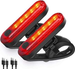 Juego de luces para bicicleta Luz de bicicleta recargable por USB Luces delanteras y traseras Lámpara de bicicleta LED Ciclismo al aire libre Luces de advertencia seguras Faro de bicicleta Luz trasera Alkingline