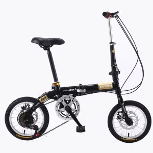 Vélo Portable pliant vélo à vitesse Variable poignée de siège de vélo hauteur réglable cadre en acier au carbone double frein à disque 14 pouces Dropshipp