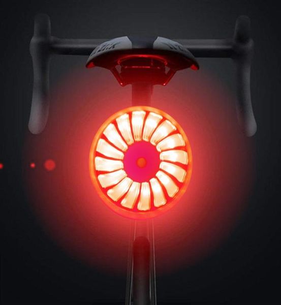 Luz trasera de bicicleta Luces de freno inteligentes Linterna de ciclismo recargable por USB 5 modos Advertencia de seguridad Lámpara para casco de motocicleta 201204856743