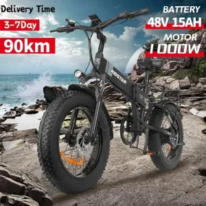 Bicycle Ridstar Gagnant pliant vélo électrique 1000W Fat Tire Ebike 48V VTT VTT 20 pouces Electric Bicycle Beach Cruiser Cycling