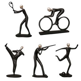 Fietsbeeldkampioen Fietser Sculptuur Beeldje Hars Moderne Abstracte Art Athlete Bicycler Home Decor 210804