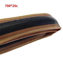 Tire de vélo 700 * 23 25c Roues de route Roues pneus pliantes 60 TPI Road Brown Edge Pincture Immordage 700C Cycling Jiluer Tire