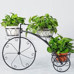 Bicycle Tricycle Plant Stand Flower Pot Catte-cart Rack de rangement de stockage Balcon de décoration extérieure du support de gamme de chariot de rangement Afficher la maison