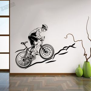 Fiets Vinyl Muurtattoo Woonkamer Bike Race Fietsen Tiener Kamer Muurstickers Vinyl Sport Fietser Muurschildering Voor Gymnasium y288