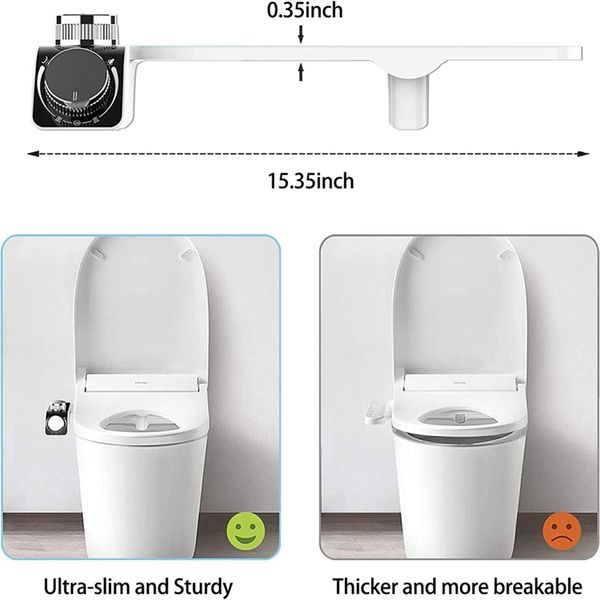 Attachement des bidets pour les toilettes, Cold Hot Dual Buse Buse Eau non électrique Bidet Toiletage Blanche Blanc + Noir, 1-2 Asie