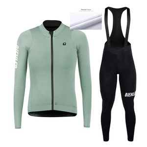 BIEHLER Dames Warm Winter Thermisch Fleece Wielertrui Set Fiets Lange Kleding Comfortabele mouw Pak Broek Comfortabele fietstop 231227