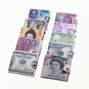 Portefeuilles en toile à deux volets Mode Titulaire de la carte de crédit Devise Argent US Dollar Pound Yen Bill Purse Benjamin Franklin 100 Hundred Sac à main Pochette