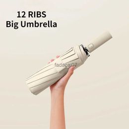 Büyük 12 Kaburga Güçlü Şemsiye Büyüt 108 cm Çap Tam Otomatik UV Şemsiye Rüzgar ve Yağmur Direnci Katlanır Bumbershoot L230620
