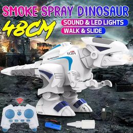 Grote 2.4G RC Dinosaurus Hoge Simulatie Afstandsbediening Robot Dier RC Speelgoed Spray Vuur Wandelen Dansen Zingen Geluid Licht Gift