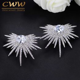 Grandes pendientes de plata de ley 925 Joyas Stud Libélula Zirconia cúbica Piedra Marca de moda Pendiente CZ255 210714