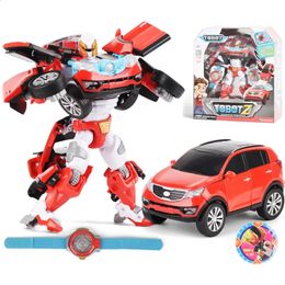 Grote ABS Tobot Transformatie Robot Speelgoed Korea Cartoon Brothers Anime Tobot Vervorming Auto Vliegtuig Speelgoed voor Kind Gift 240130