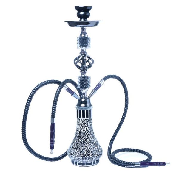 Gran acrílico Hookah Shisha Bong Conjunto de pipa de agua para fumar con doble dos mangueras Tazón Taza de tallo árabe 5 colores Diamante Plataformas petrolíferas Accesorios para herramientas