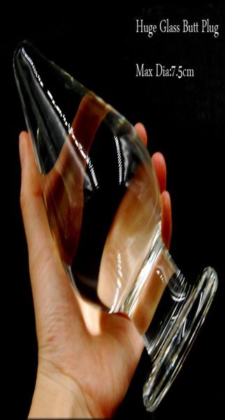 Gros Plug Anal Taille 16cm75cm Super Grand Verre Cristal Transparent Butt Plug Anal Gode Énorme Anal Sex Toys Pour Femme Hommes Y181102615251