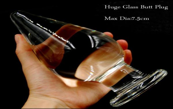 Big Anal Plug Taille 16cm75cm Super Large Plug de crosse en verre en cristal transparent Dildo ANNEUX TOYS ANAL SEXE POUR FEMME Men Y181101518436