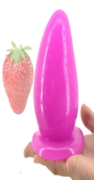 Big Anal Plug with Suction Cup Strawberry Butt Plug Massage Parte enorme 3quot grosado