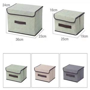 Grande et petite boîte de rangement, boîtes de rangement pliables en tissu de lin