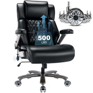 Grand et grand 500lbs Chaise de bureau - Support lombaire réglable 3D Arms Flip Whard Duty Metal Baseweels, Chaise de bureau Executive High Executive Computer, épais