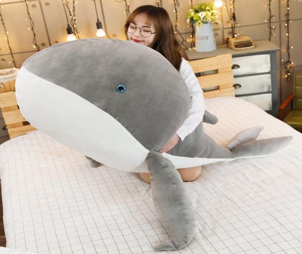 Animal grande ballena peluche juguete dibujos animados delfín muñeca ballena azul almohada para niños niña regalo decoración 59 pulgadas 150 cm DY507177337444